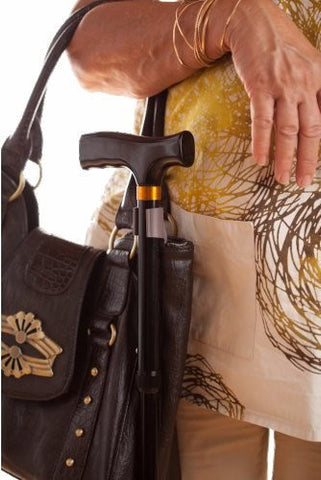 Walking Cane Clip by ClipsOnIt - Gold - Colored Walking Stick Holder Attaches to Almost All Canes - Keep Your Cane Upright & Accessible - Clip to a Belt, Pocket, or Purse Strap & Keep Your Hands Free!